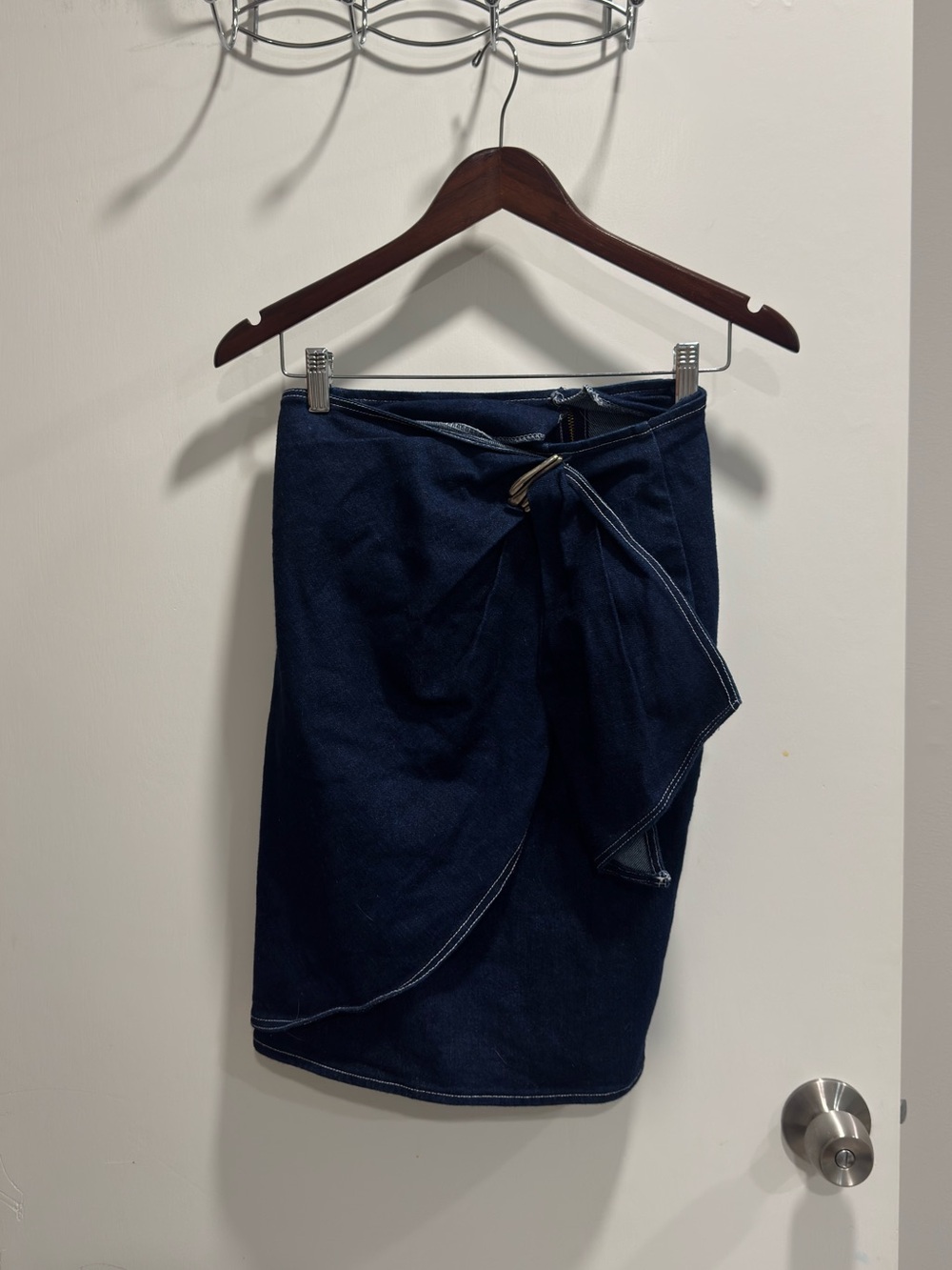 True Vintage 80s/90s Avant Garde Dark Wash Denim Wrap Skirt